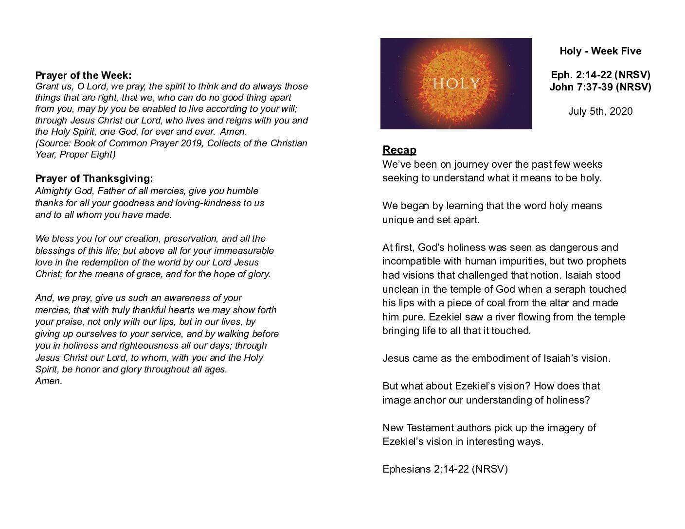 Outline of week five image